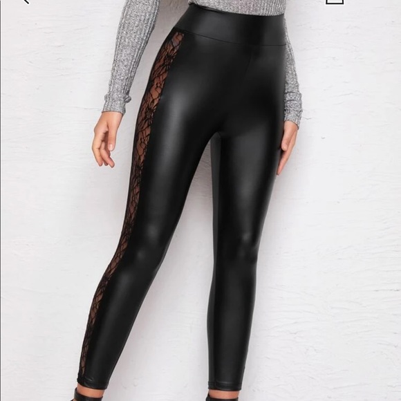 Contrast Lace Leggings Black Large L Sexy - Picture 4 of 4